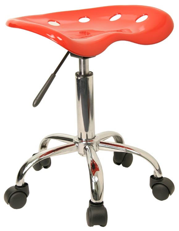 Vibrant Red Tractor Seat And Chrome Stool by Innovations Office Furniture