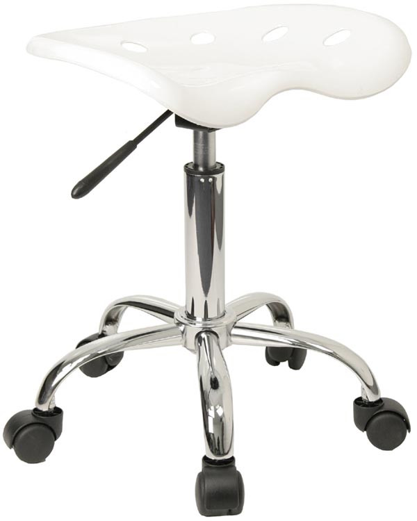 Vibrant White Tractor Seat And Chrome Stool by Innovations Office Furniture