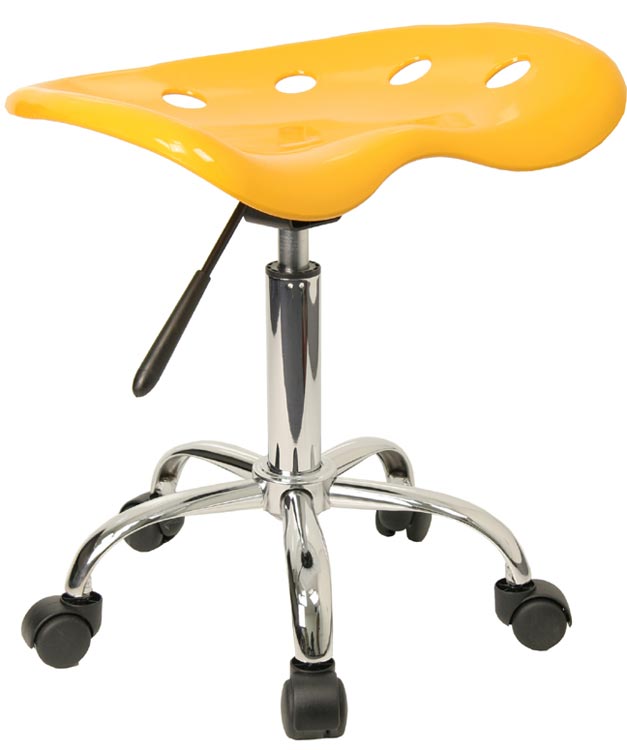 Vibrant Yellow Tractor Seat And Chrome Stool by Innovations Office Furniture