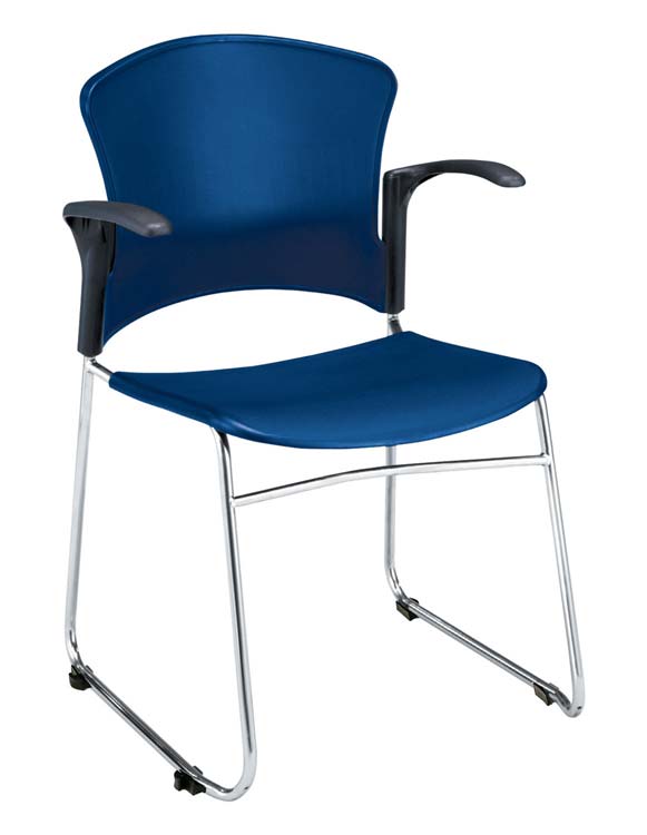 Plastic Seat and Back Stack Chair with Arms by OFM