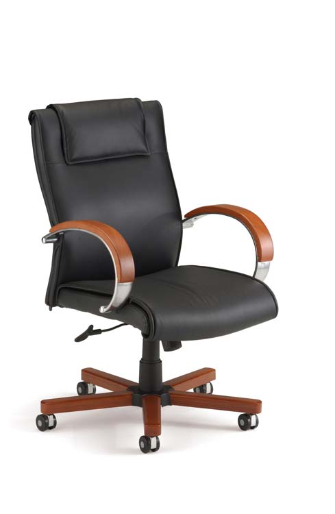 Mid Back Leather Chair by OFM