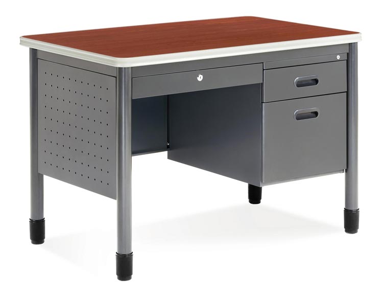 42" Single Pedestal Steel Desk by OFM