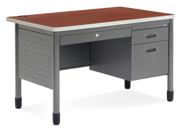 48" Single Pedestal Steel Desk by OFM