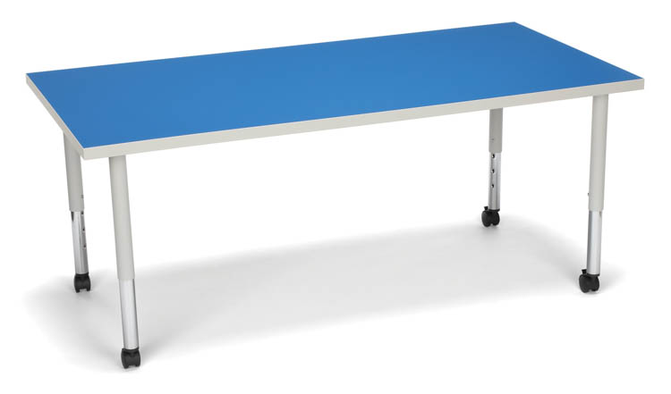 Rectangle Large Leg Table with Casters by OFM