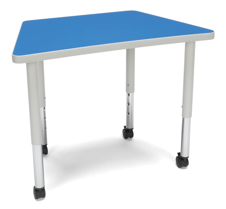 Trapezoid Small Leg Table with Casters by OFM