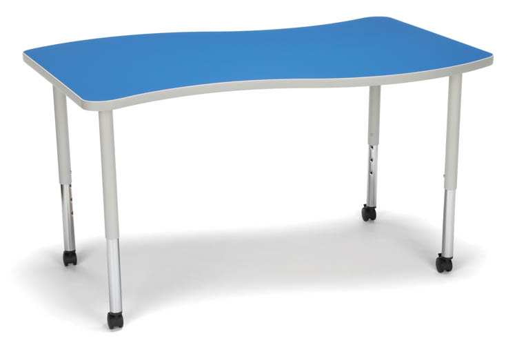 Wave Small Top Large Leg Table with Casters by OFM