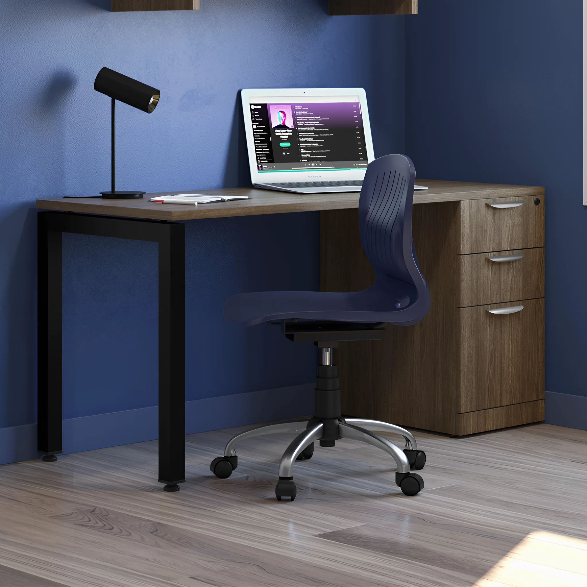Desk 60in W x 24in D with 3 Drawer Pedestal by PBD Furniture