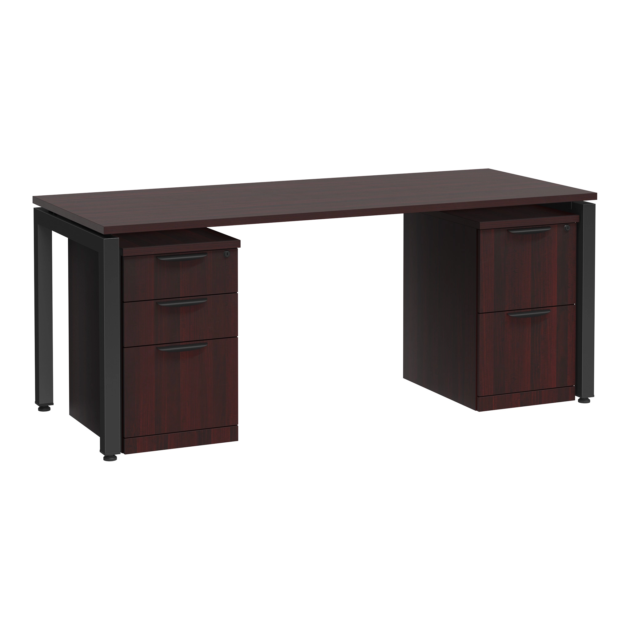 Desk 60in W x 24in D with 2 and 3 Drawer Mobile Pedestals by PBD Furniture