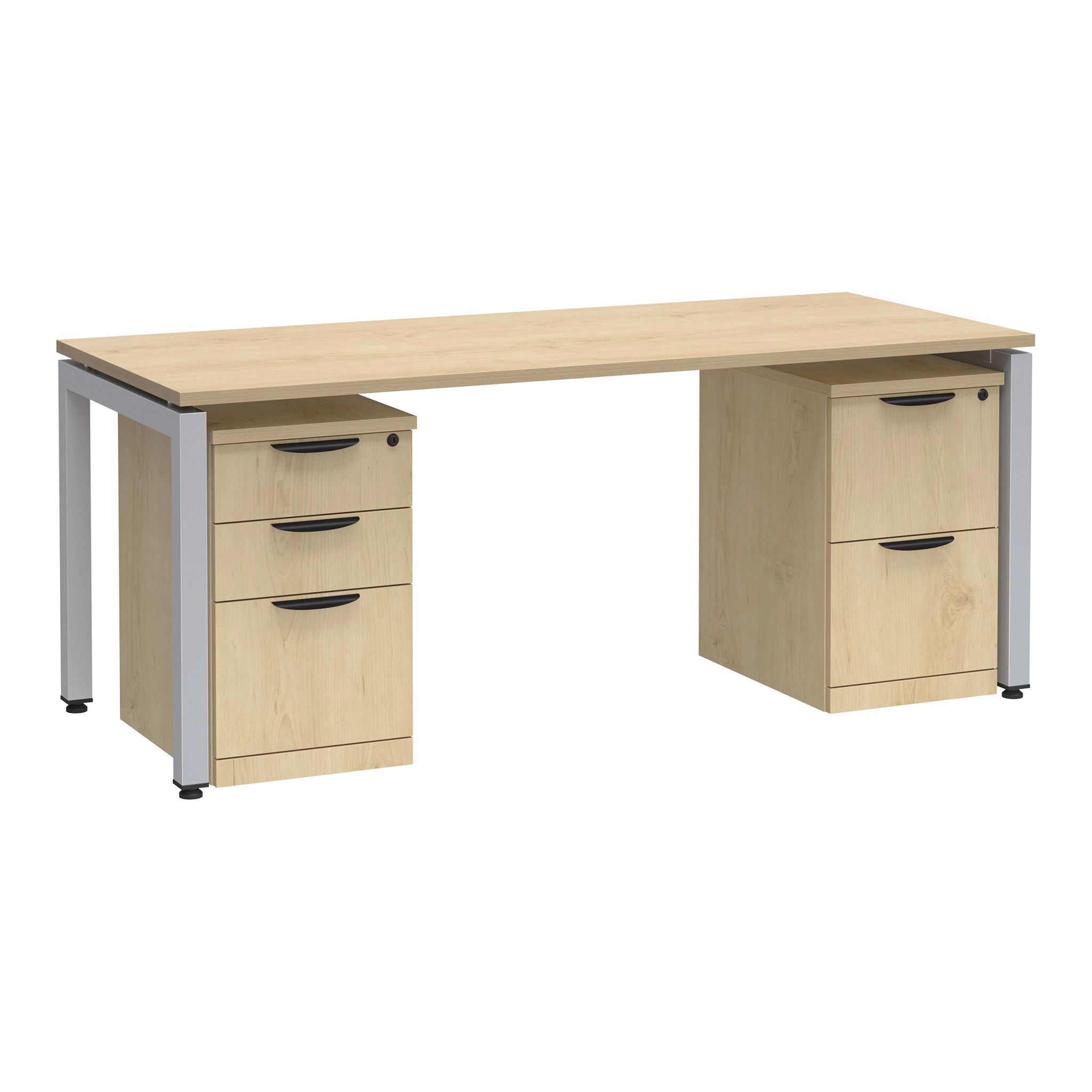 Desk 72in W x 24in D with 2 and 3 Drawer Mobile Pedestals by PBD Furniture