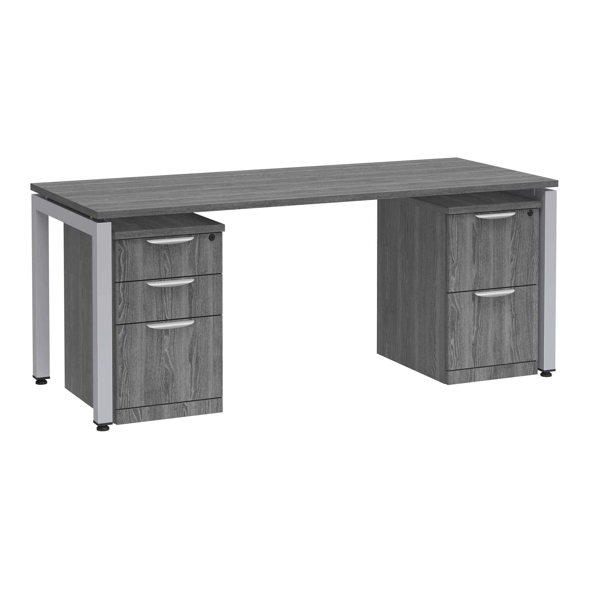 Desk 66in W x 30in D with 2 and 3 Drawer Mobile Pedestals by PBD Furniture