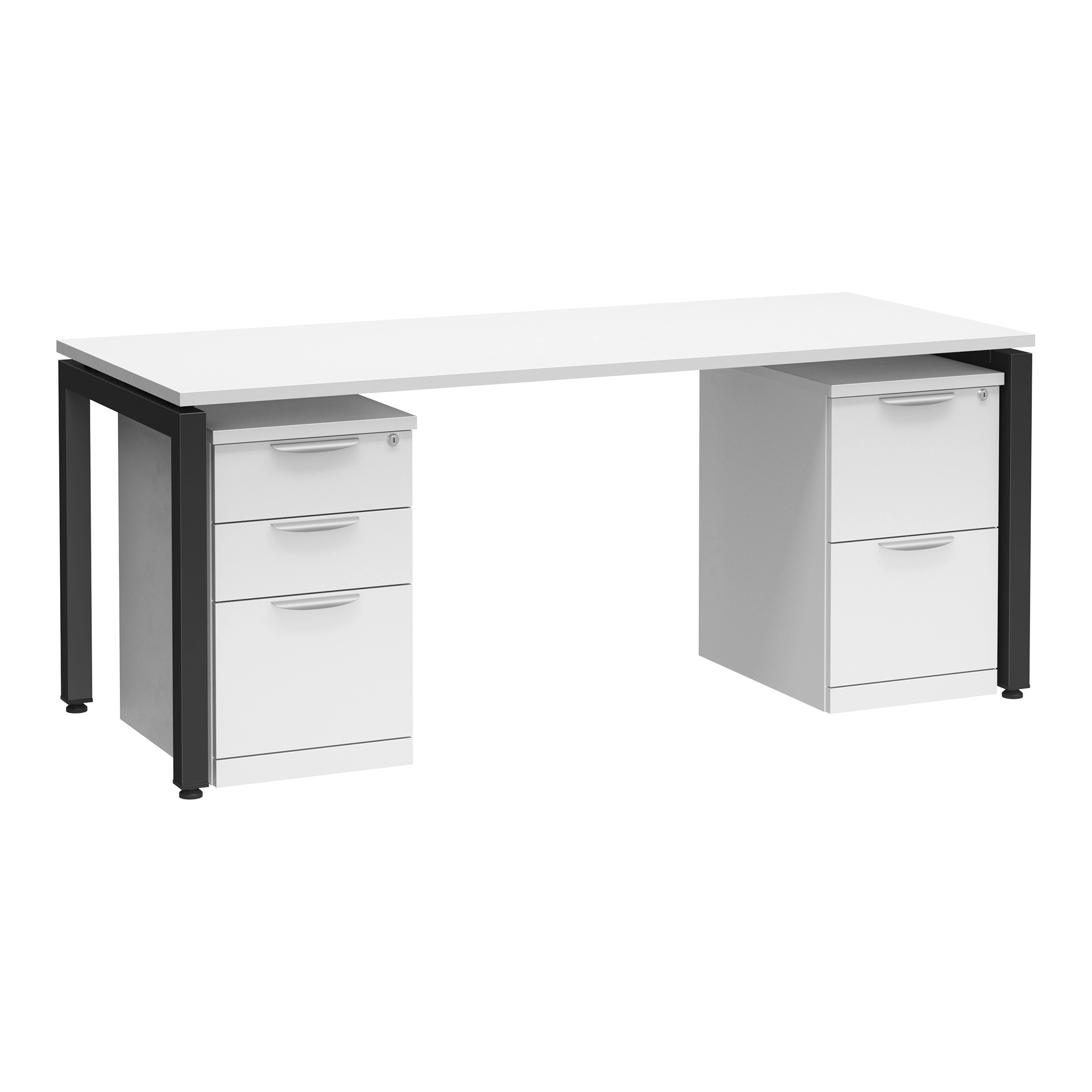 Desk 72in W x 36in D with 2 and 3 Drawer Mobile Pedestals by PBD Furniture