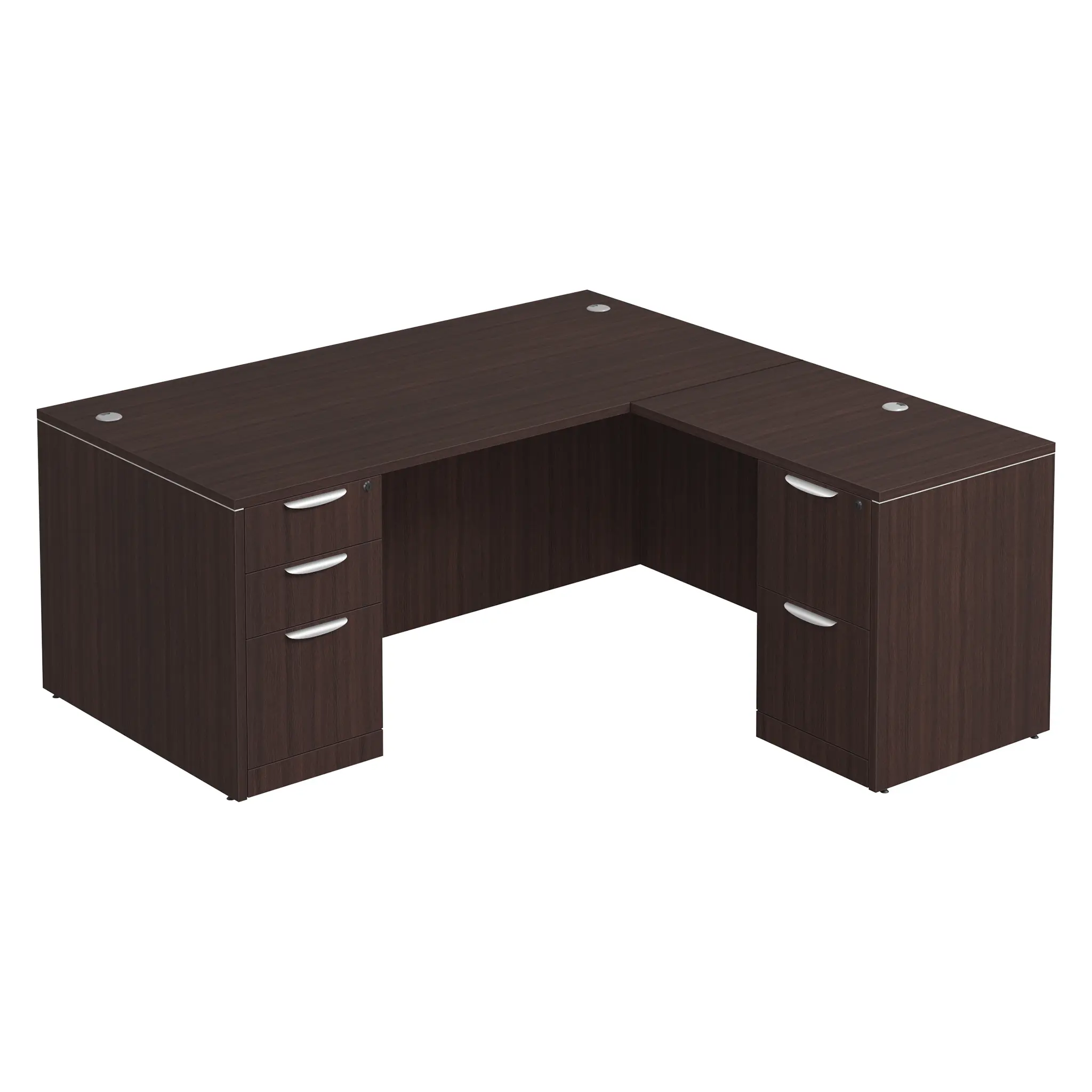 Desk 71in W x 60in D with 2 and 3 Drawer Pedestals by PBD Furniture