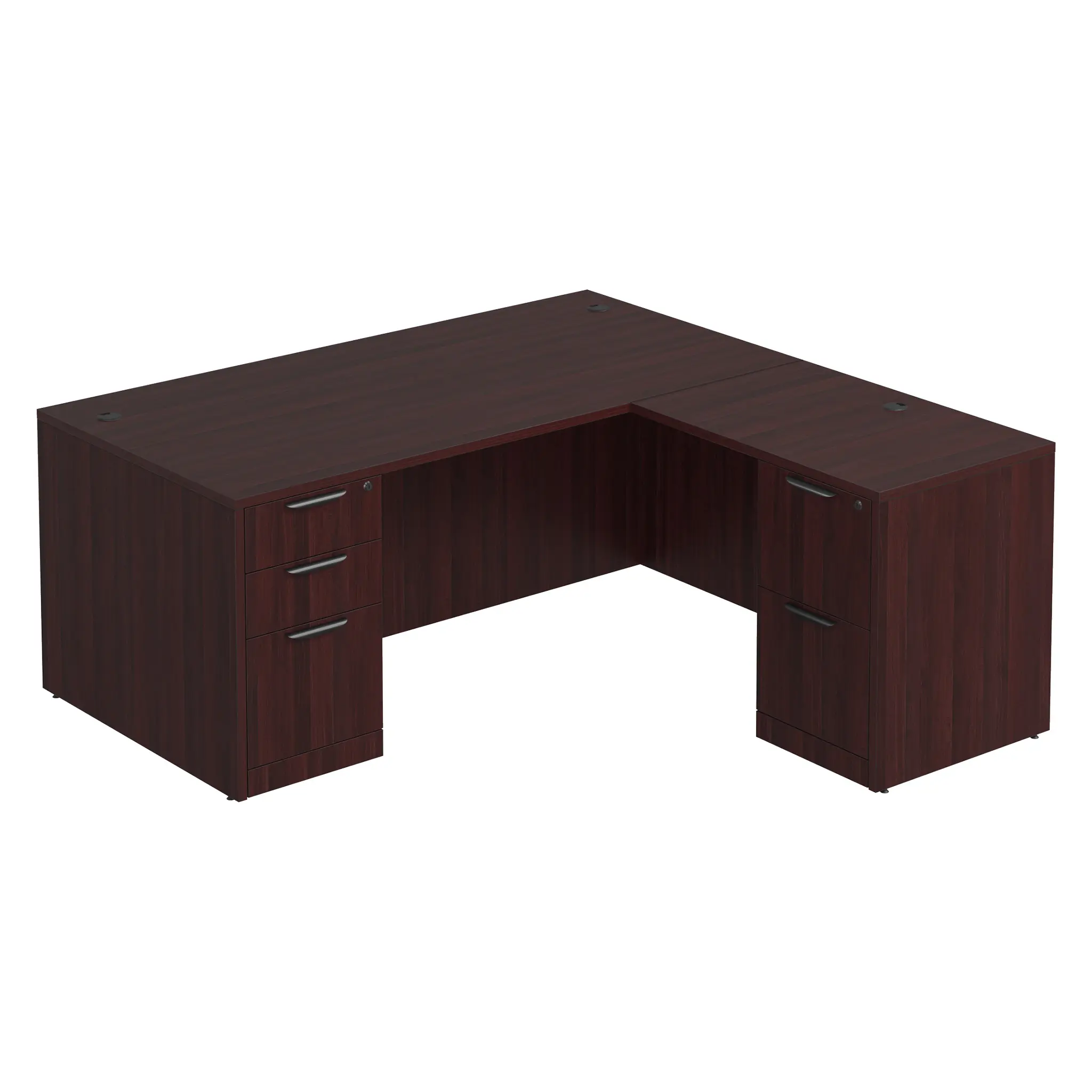 L-Desk 71in W x 65in D with 2 and 3 Drawer Pedestals by PBD Furniture