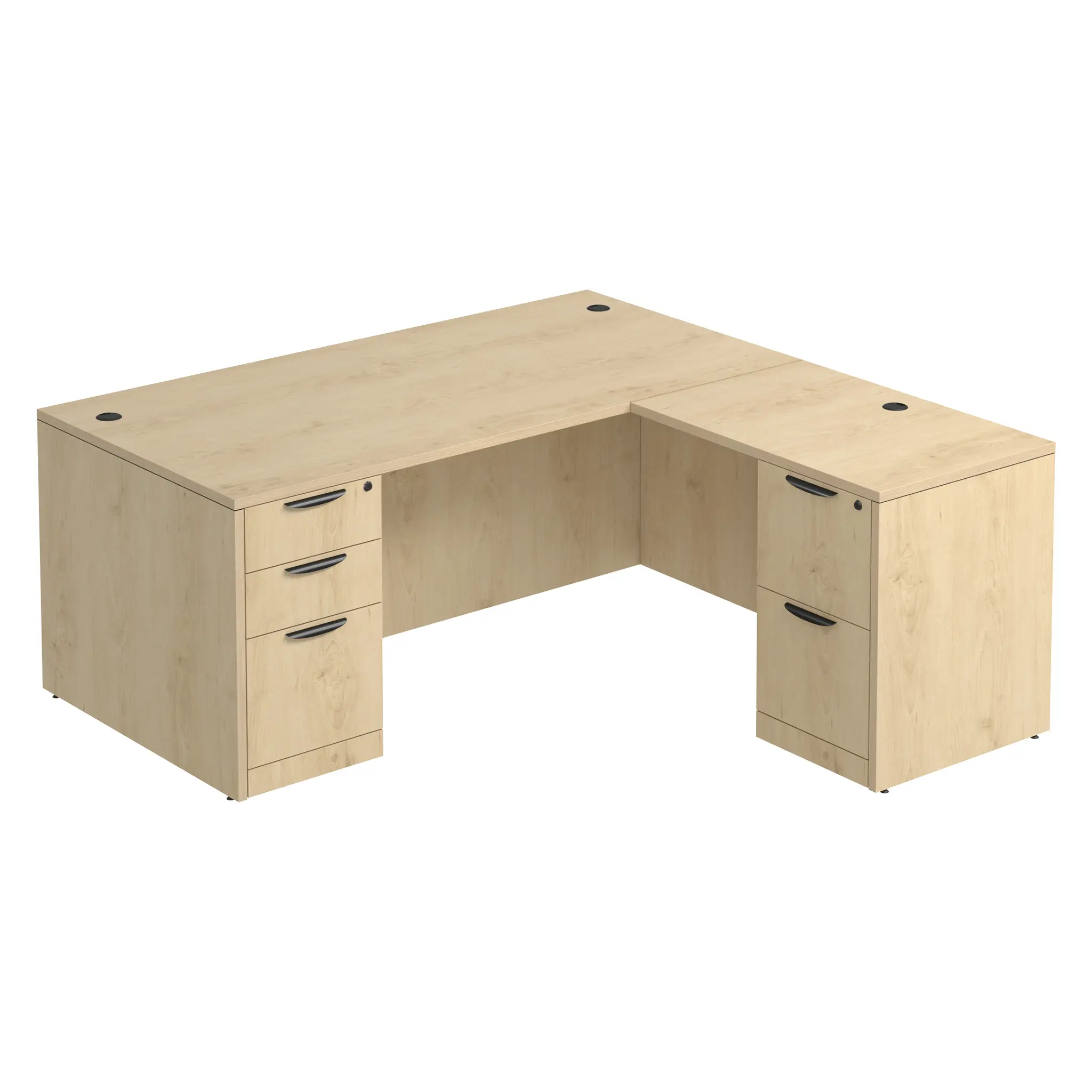 L-Desk 71in W x 66in D with 2 and 3 Drawer Pedestals by PBD Furniture