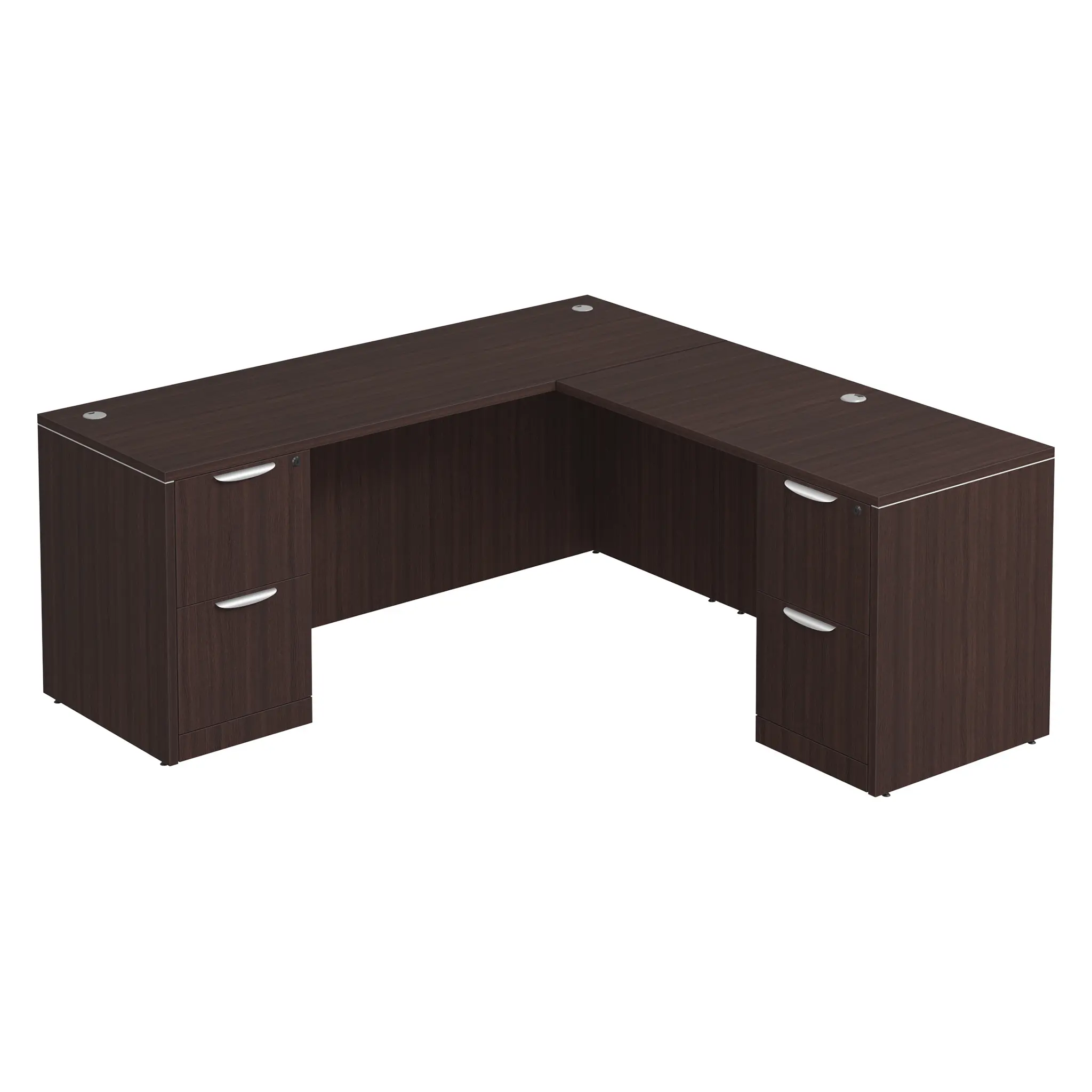 L-Desk 71in W x 60in D with Two 2 Drawer Pedestals and Slim Depth by PBD Furniture