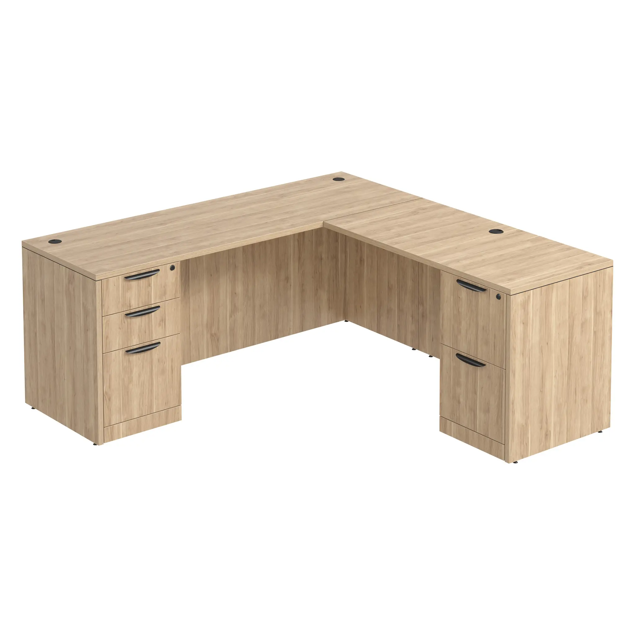 L-Desk 66in W x 66in D with 2 and 3 Drawer Pedestals and Slim Depth by PBD Furniture