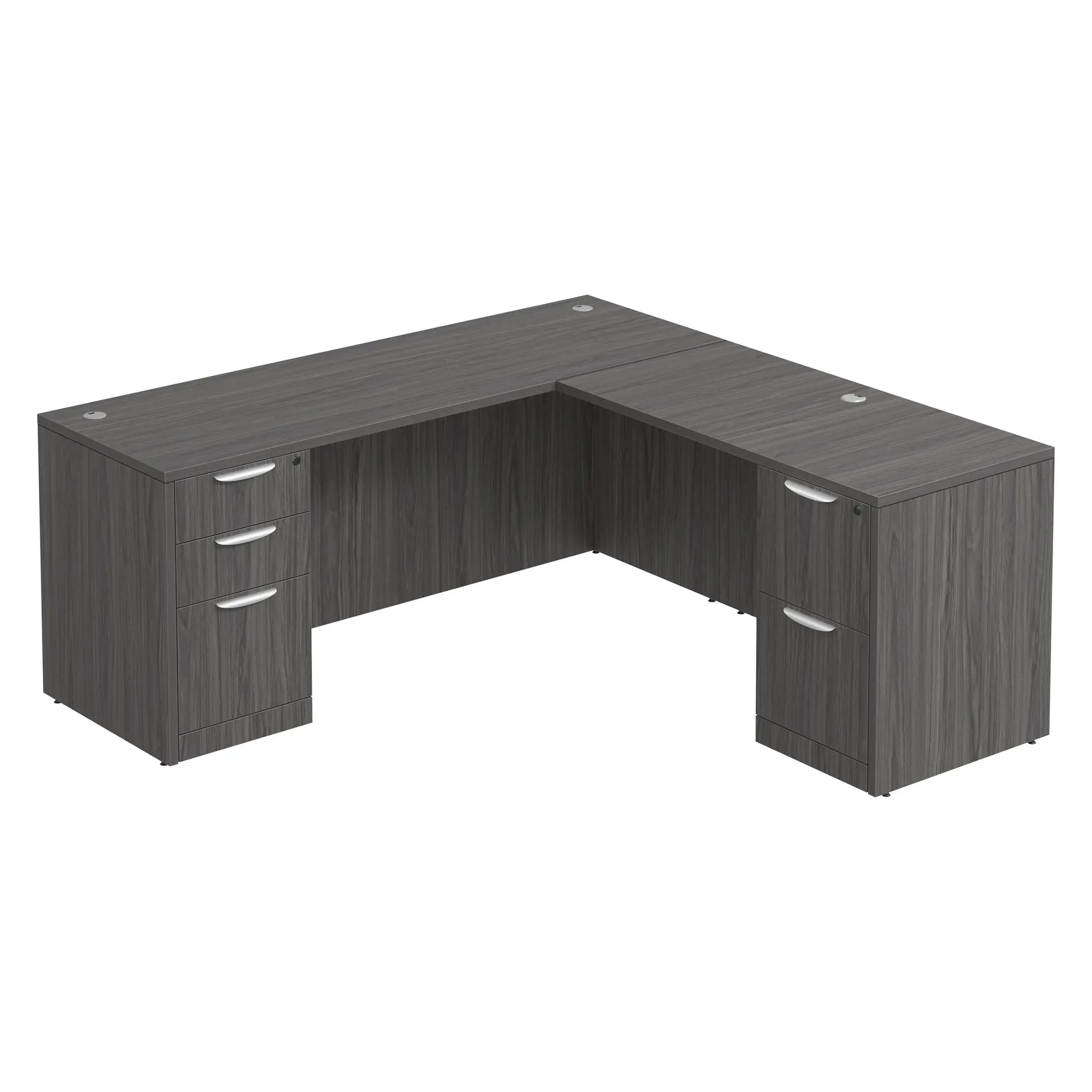 L-Desk 71in W x 60in D with 2 and 3 Drawer Pedestals by PBD Furniture