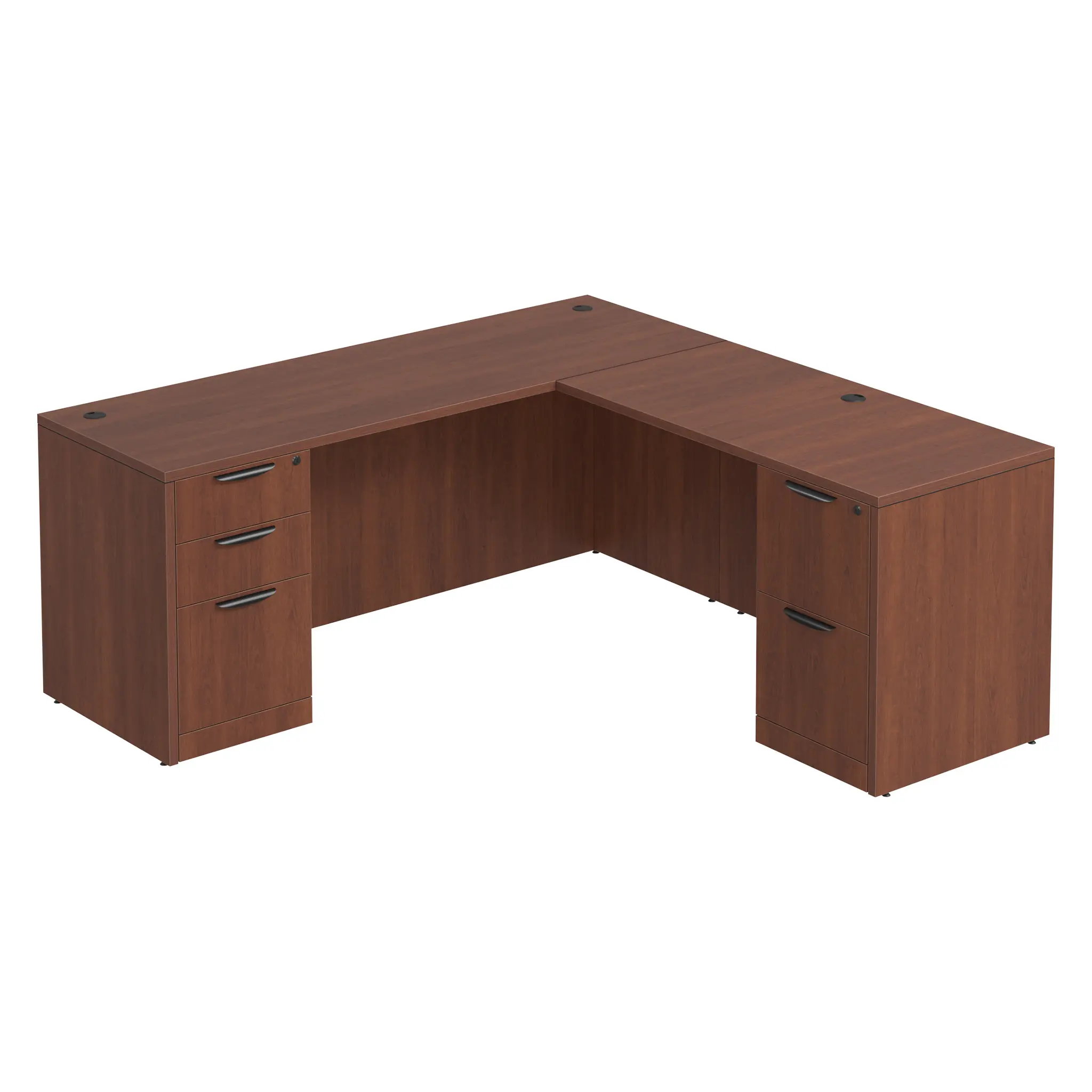 L-Desk 66in W x 72in D with 2 and 3 Drawer Pedestals by PBD Furniture