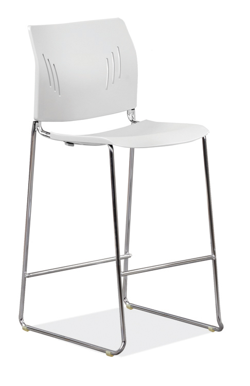 Polyurethane Stool with Footrest &amp; Chrome Base by PBD Furniture