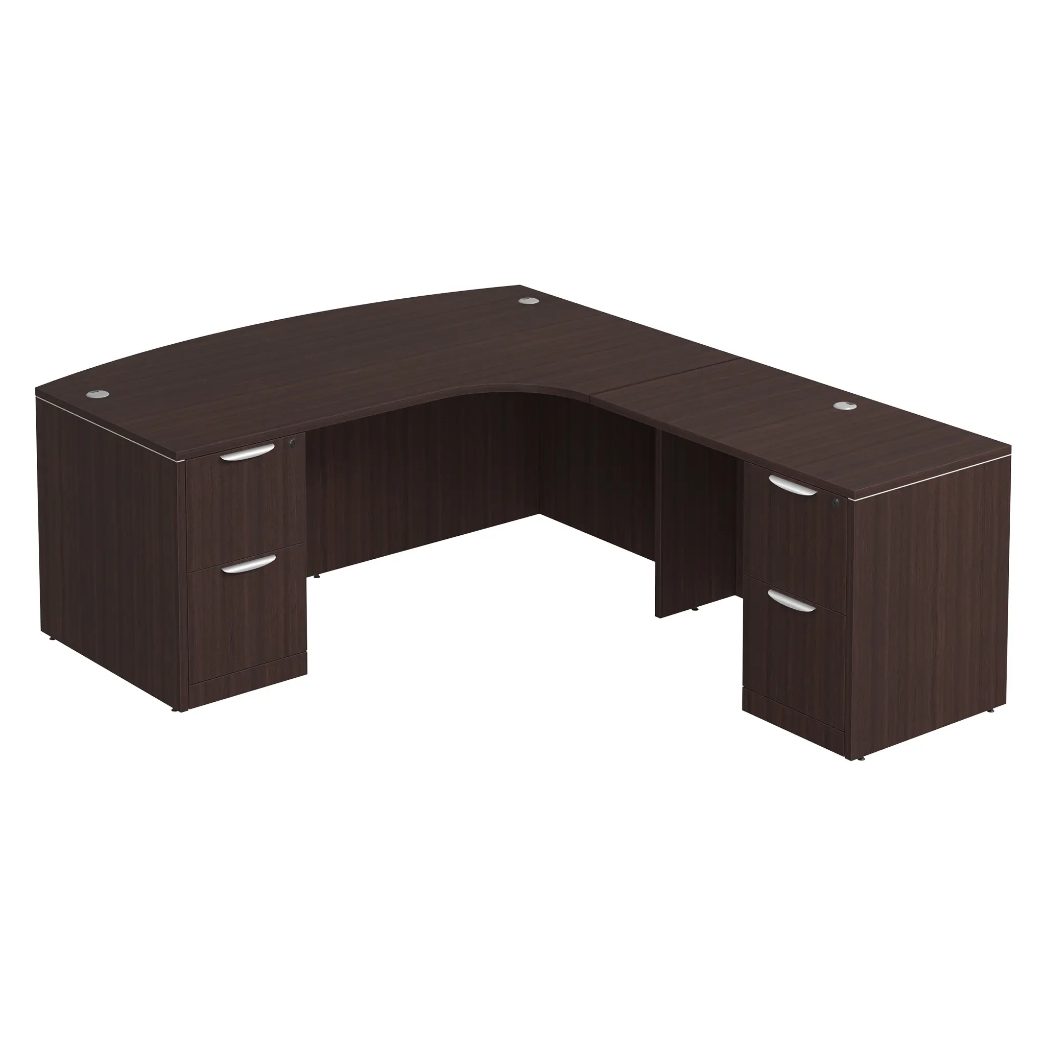 L-Desk 71in W x 84in D with Two 2 Drawer Pedestals and Extended Curve by PBD Furniture