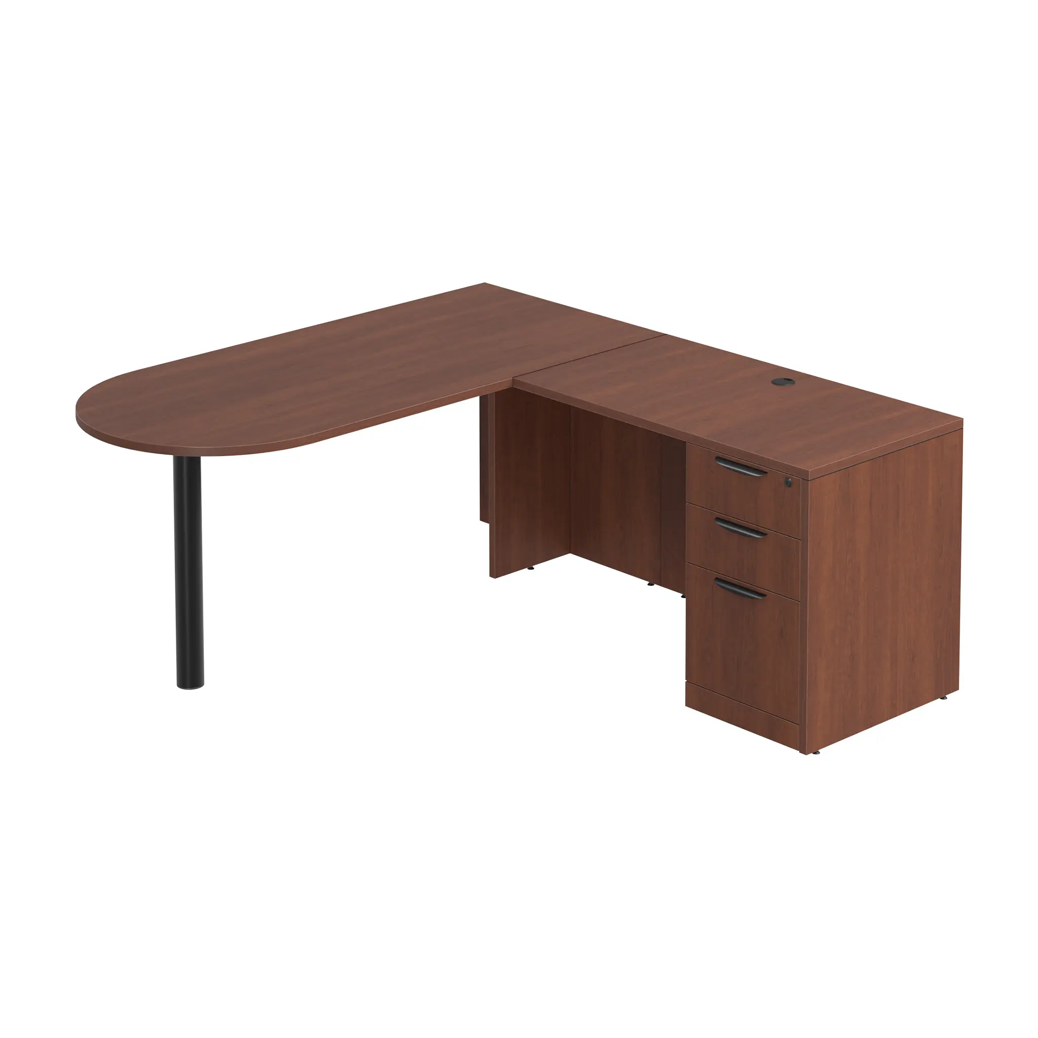 L-Desk 66in W x 78in D with 3 Drawer Pedestal and Bullet by PBD Furniture
