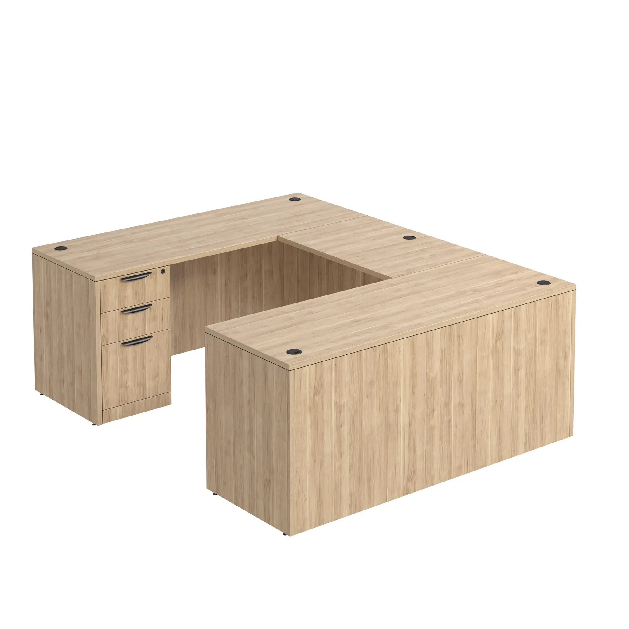 U-Desk 71in W x 90in D with 2 and 3 Drawer Pedestals and Slim Depth by PBD Furniture