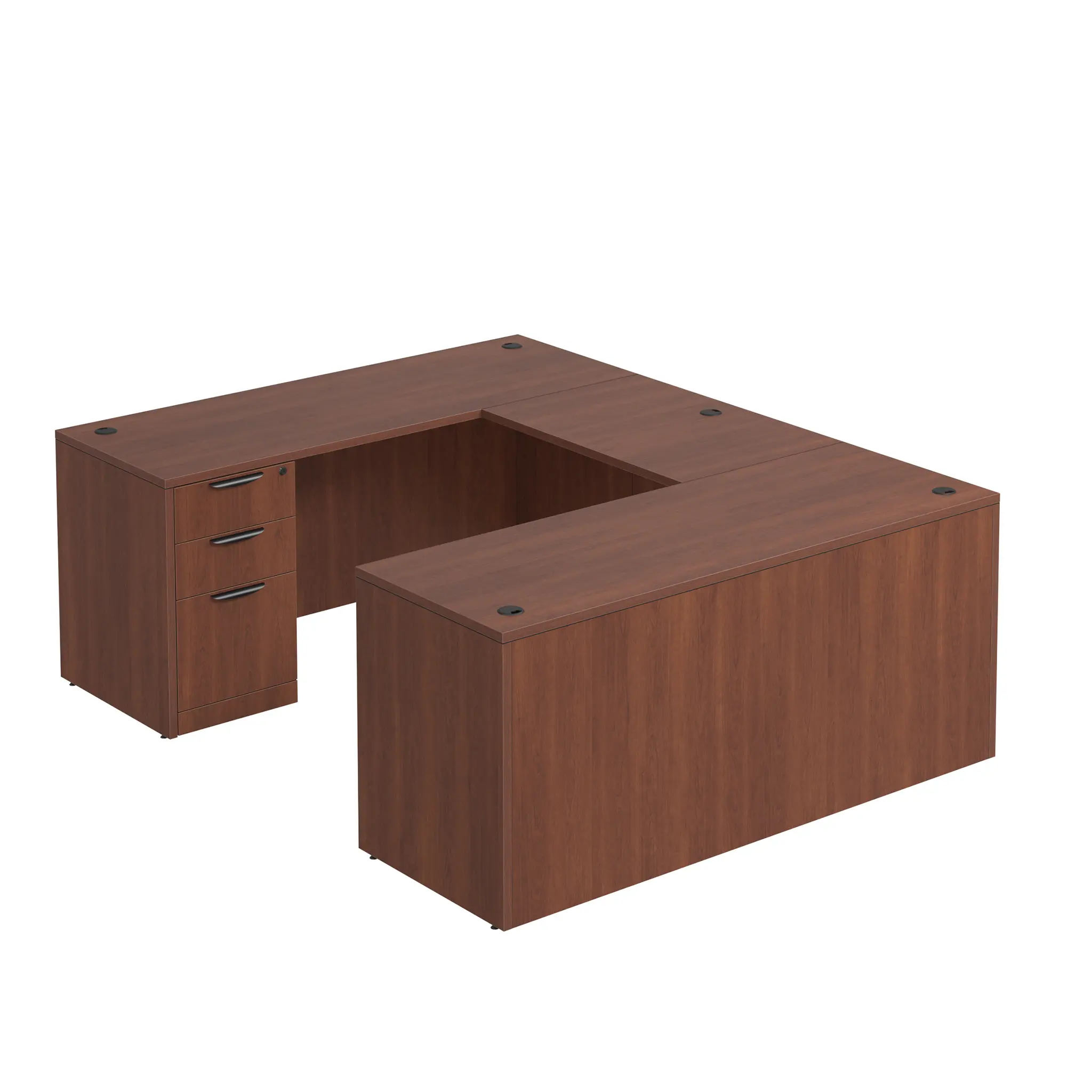 U-Desk 71in W x 96in D with 2 and 3 Drawer Pedestals and Slim Depth by PBD Furniture