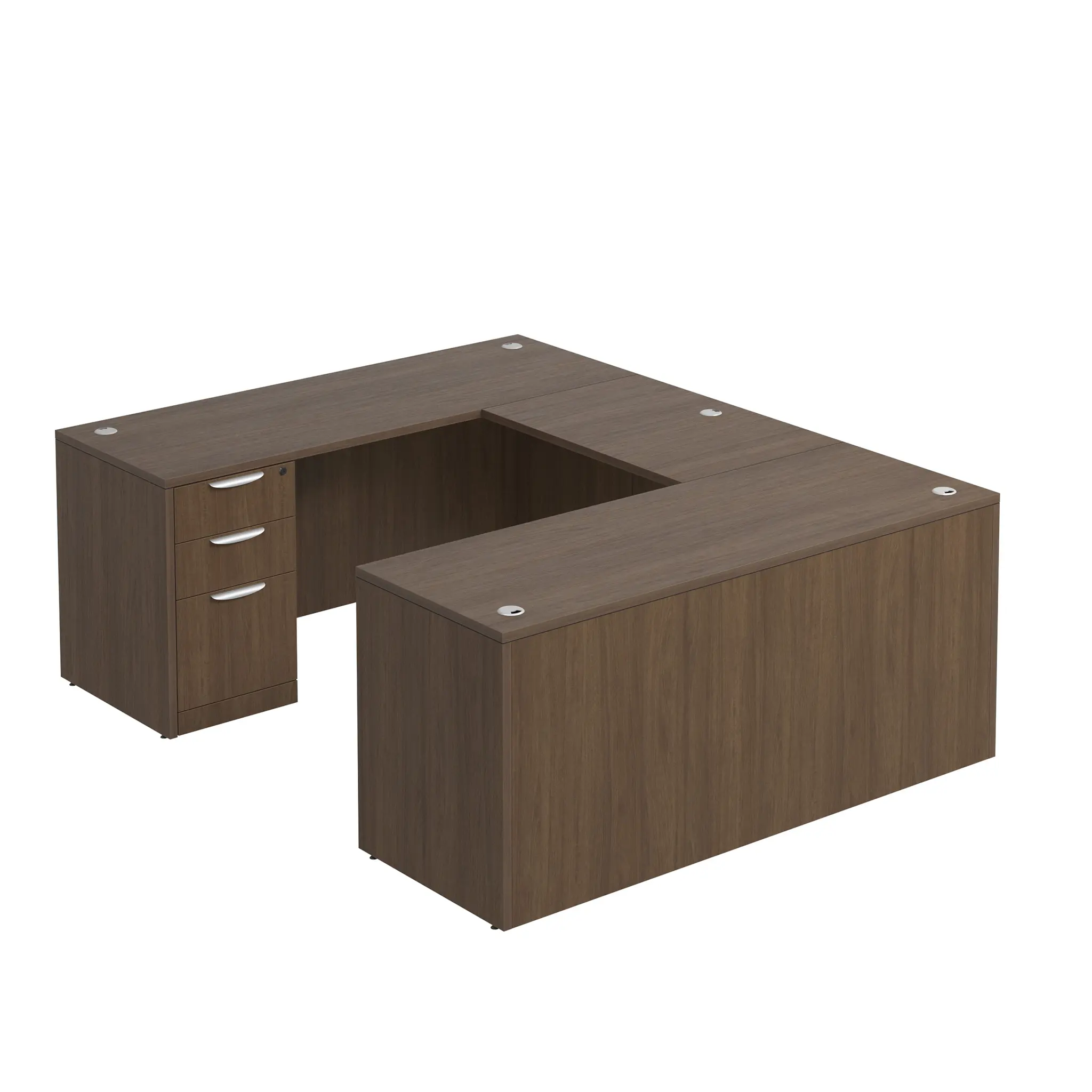 U-Desk 66in W x 84in D with 2 and 3 Drawer Pedestals and Slim Depth by PBD Furniture