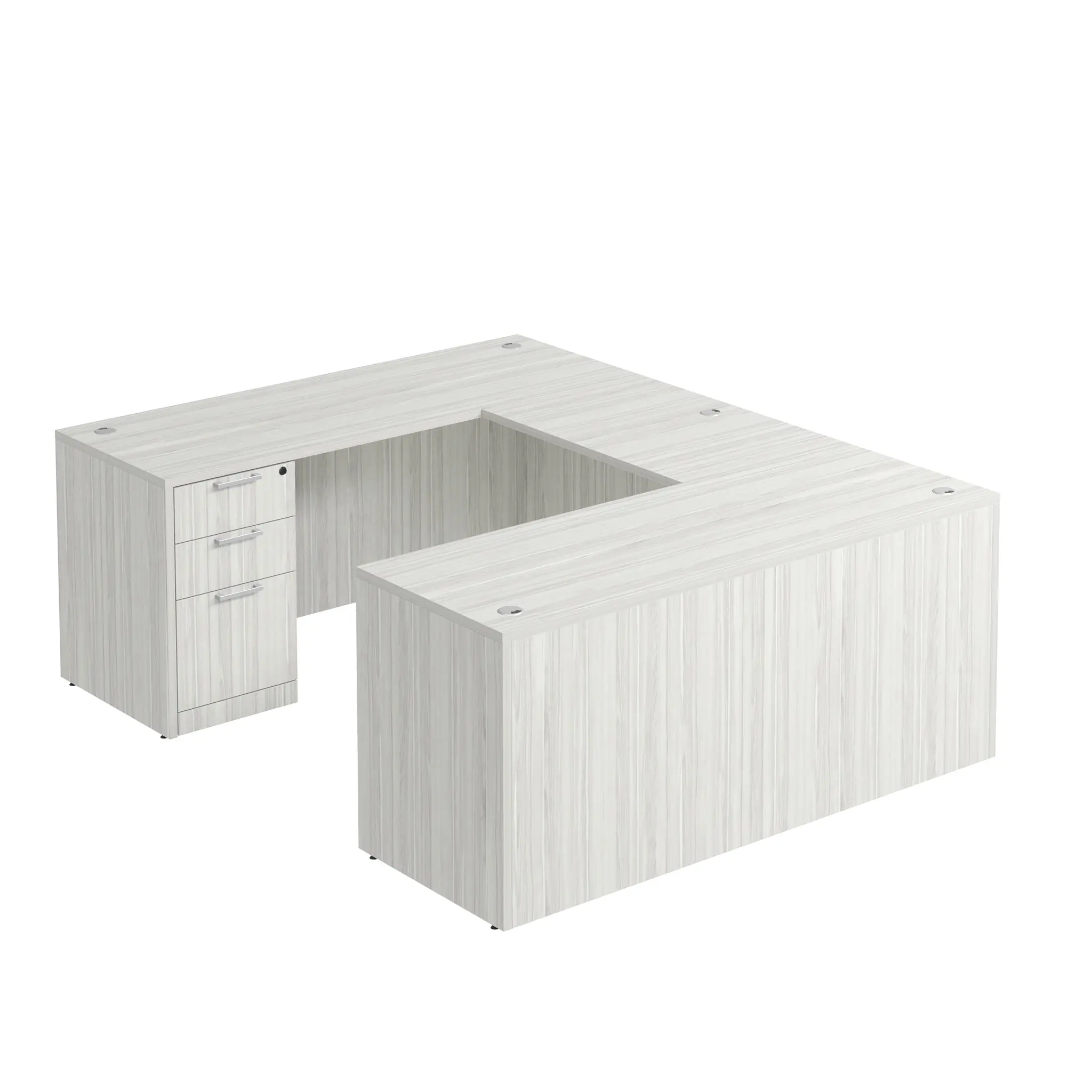 U-Desk 66in W x 90in D with 2 and 3 Drawer Pedestals and Slim Depth by PBD Furniture