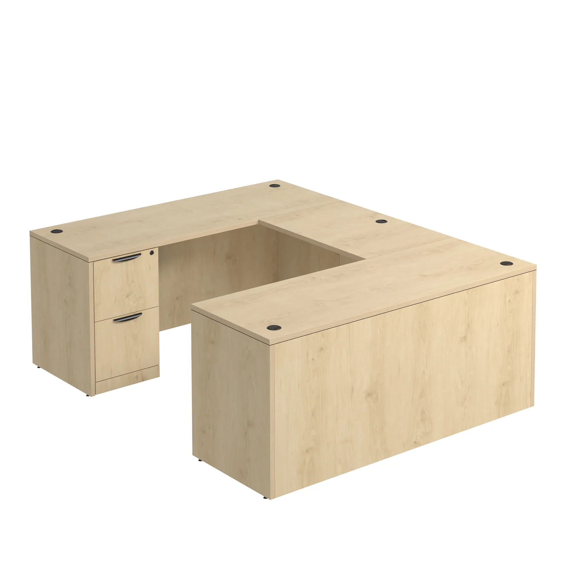 U-Desk 71in W x 84in D with 2 Drawer Pedestal and Slim Depth by PBD Furniture