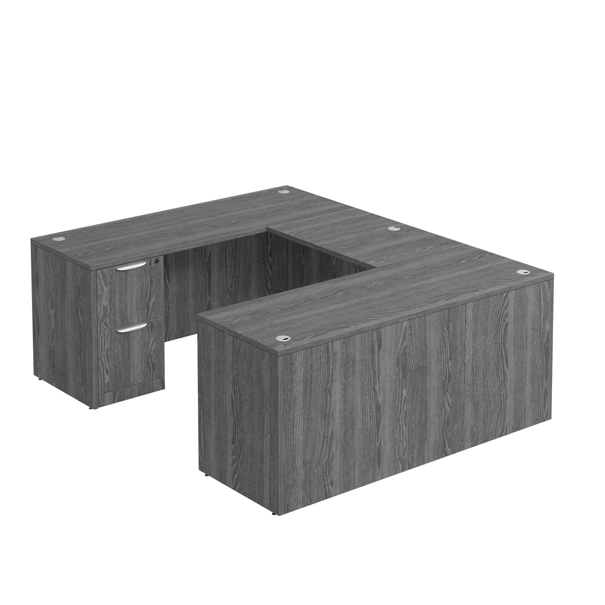 U-Desk 66in W x 84in D with Two 2 Drawer Pedestals and Slim Depth by PBD Furniture