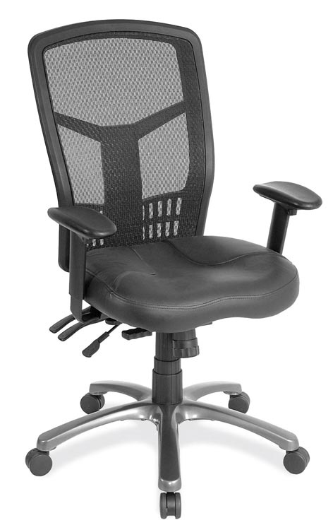 Cool Mesh High Back Chair with Leather Seat and Aluminum Base by Office Source Office Furniture