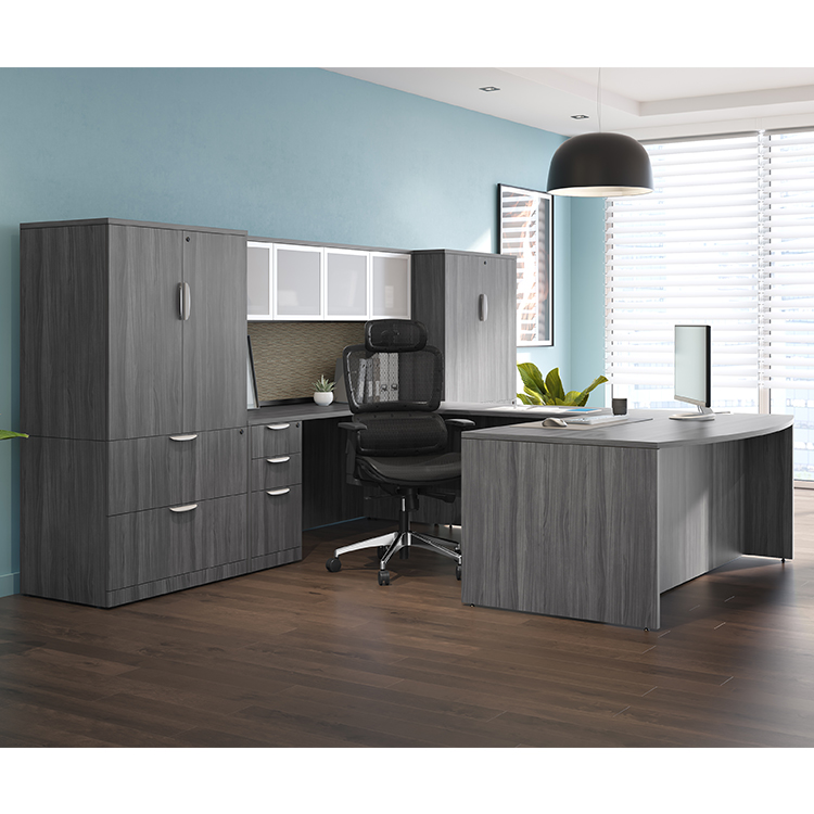 U Shaped Desk with Hutch and Additional Storage by Office Source