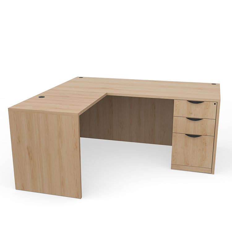 66in x 65in Single BBF Pedestal L-Shaped Desk by Office Source