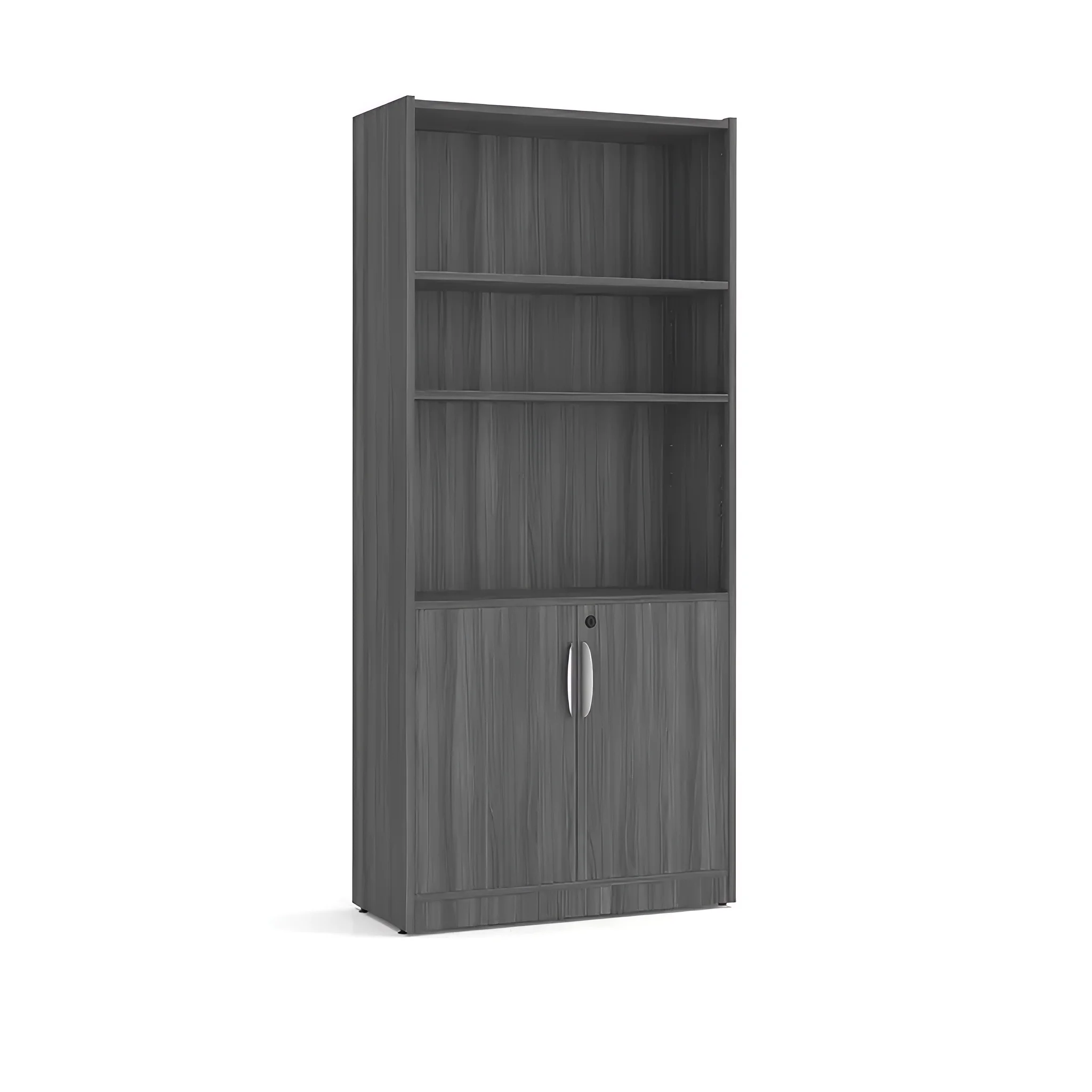 72in High Bookcase with Doors by PBD Furniture in Coastal Gray