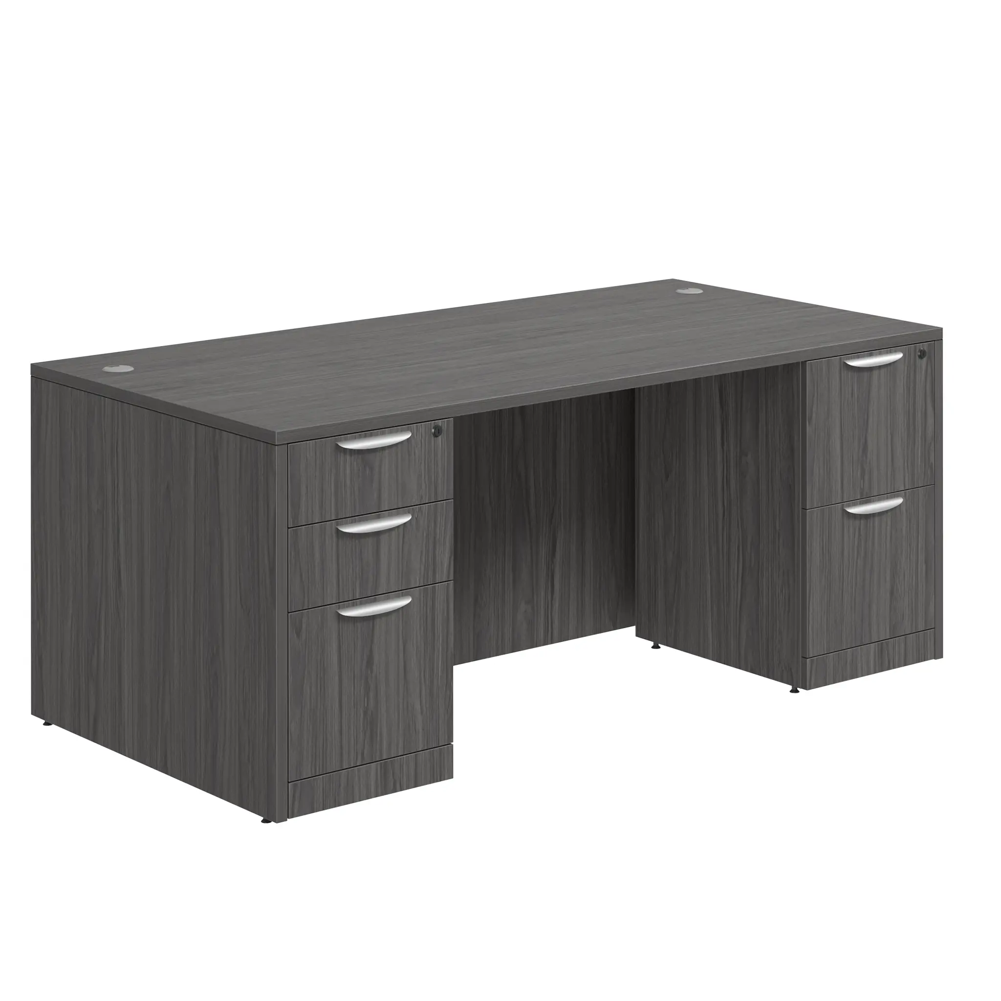Desk 60in W x 30in D with 2 and 3 Drawer Pedestals by PBD Furniture
