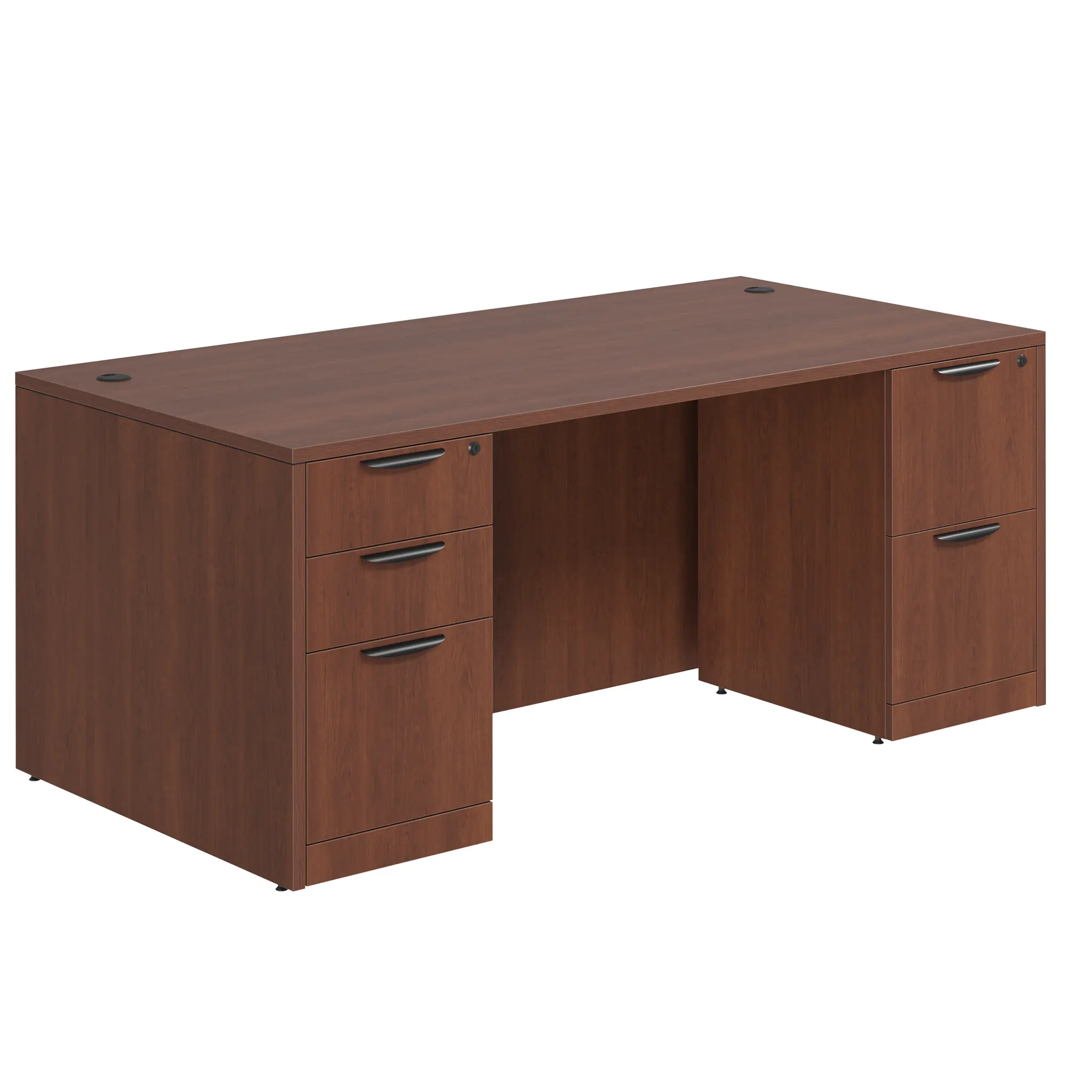 Desk 66in W x 30in D with 2 and 3 Drawer Pedestals by PBD Furniture