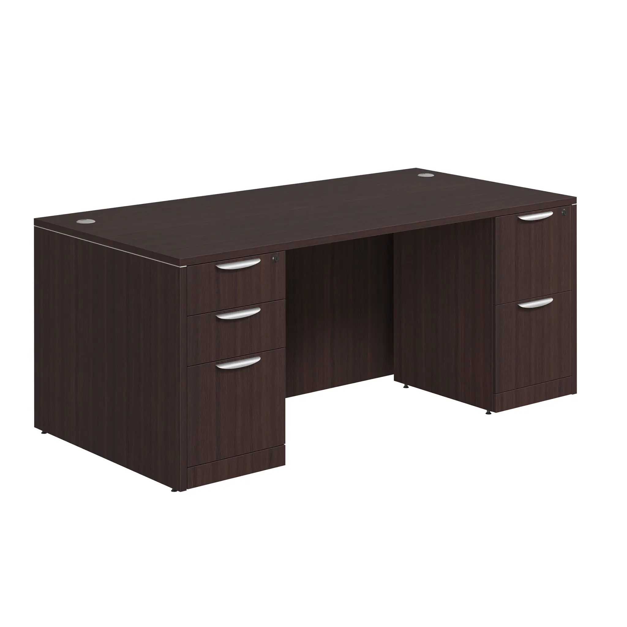 Desk 72in W x 30in D with 2 and 3 Drawer Pedestals by PBD Furniture