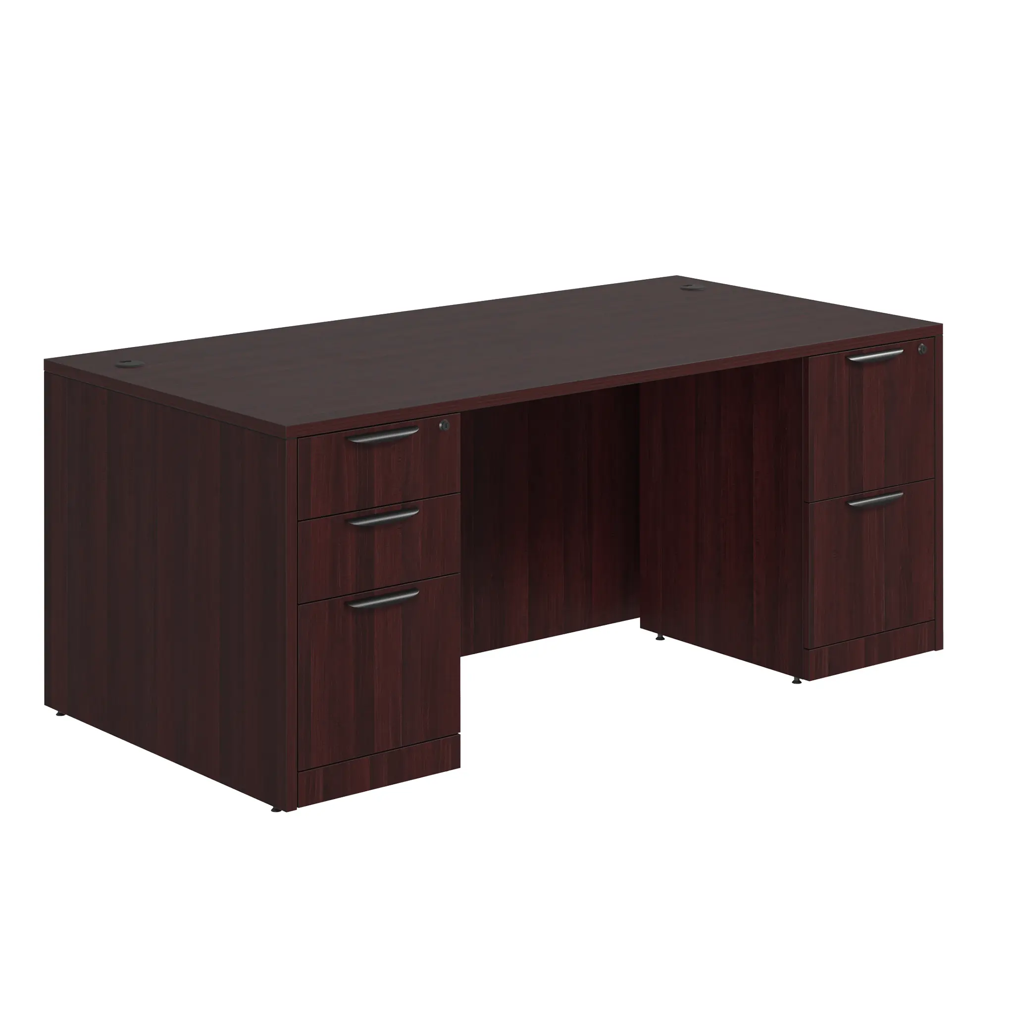 Desk Credenza 66in W x 24in D with 2 and 3 Drawer Pedestals by PBD Furniture