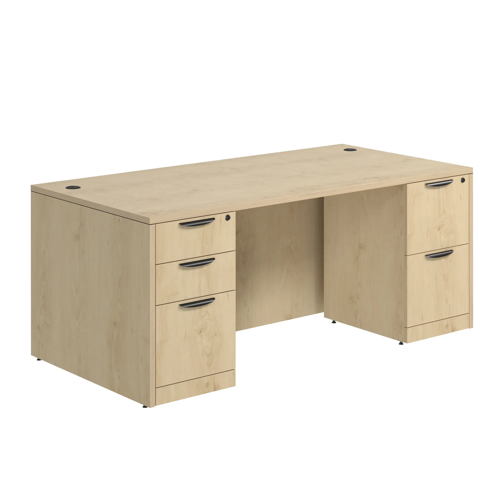 Desk 60in W x 24in D with 2 and 3 Drawer Pedestals by PBD Furniture