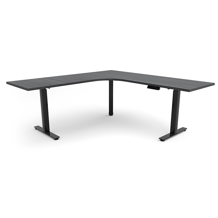 6ft x 78in Curve Corner Electronic Adjustable Height Sit to Stand L-Desk by PBD Furniture