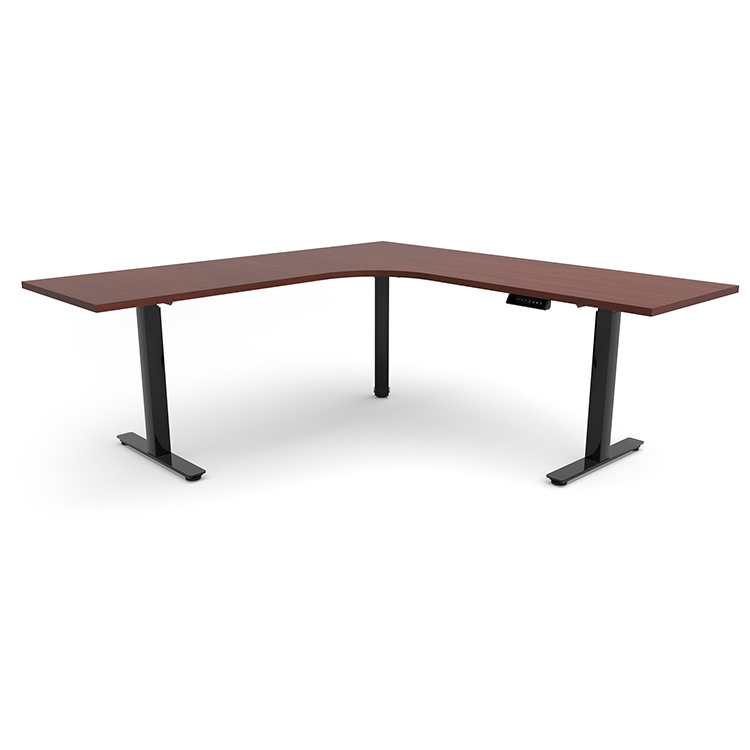 6ft x 78in Curve Corner Electronic Adjustable Height Sit to Stand L-Desk by PBD Furniture