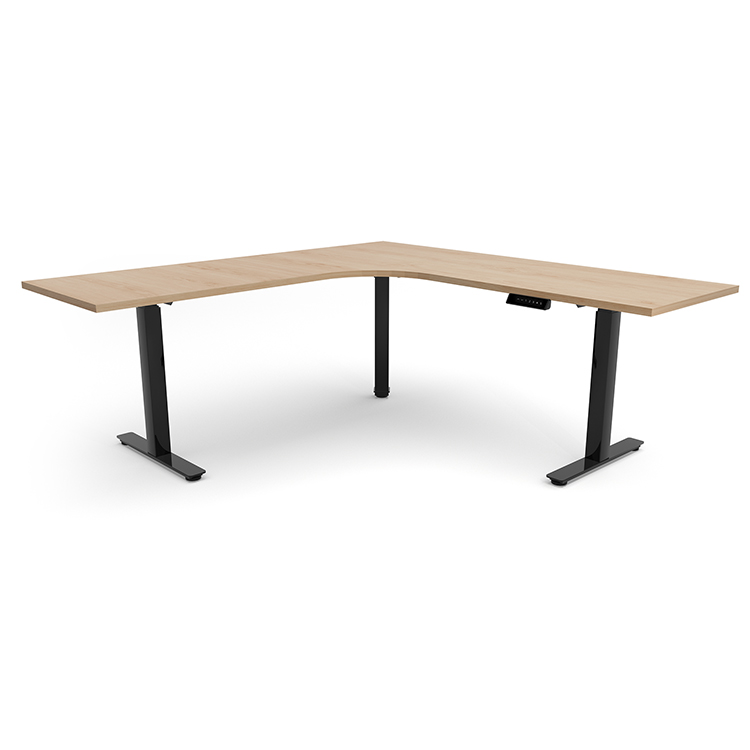 6ft x 78in Curve Corner Electronic Adjustable Height Sit to Stand L-Desk  by PBD Furniture