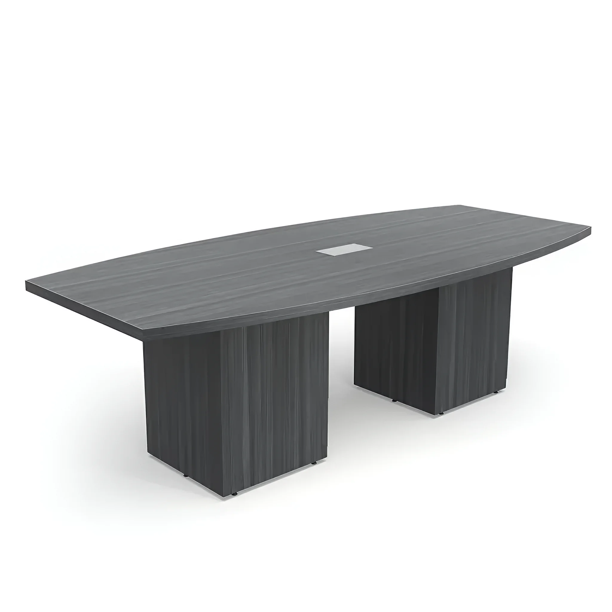 Conference Table 8ft Boat Shape Cube Base by PBD Furniture in Coastal Gray