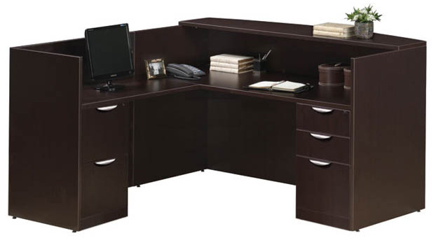 L-Shaped Reception Desk with Full Pedestals by PBD Furniture