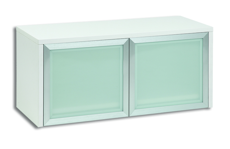 72in Wall Mount Hutch with 4 Silver Framed Doors by PBD Furniture