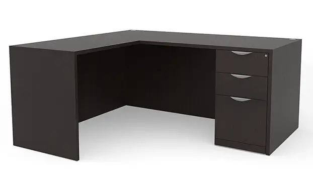 Single Pedestal L-Shaped Desk 60in x 60in by PBD Furniture in Espresso