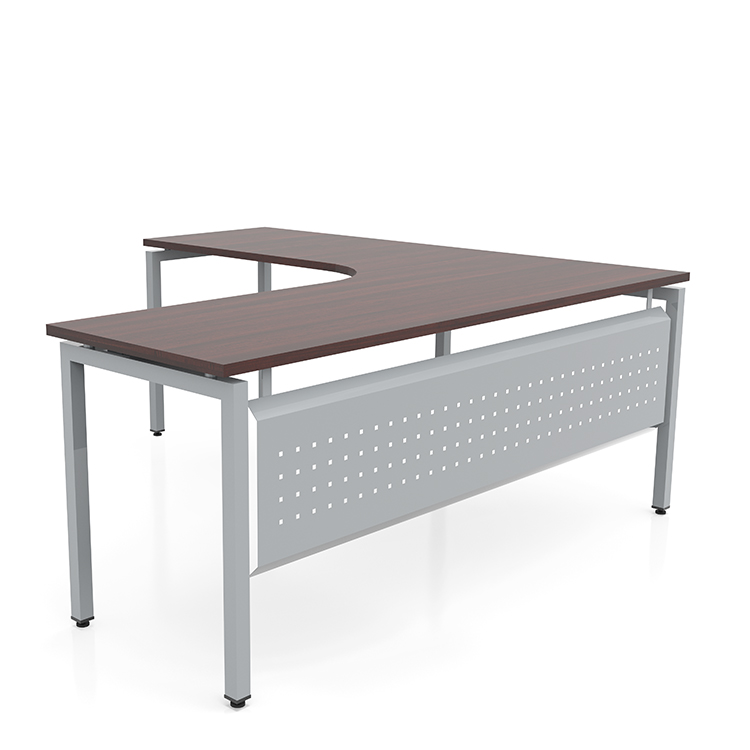 72in x 72in Curve Corner L-Desk with Modesty Panel (72inx24-36in Curve Desk, 36inx24in Return) by Office Source