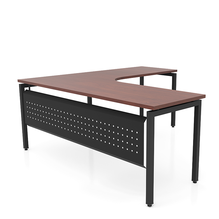 72in x 72in Curve Corner L-Desk with Modesty Panel (72inx24-36in Curve Desk, 36inx24in Return) by Office Source