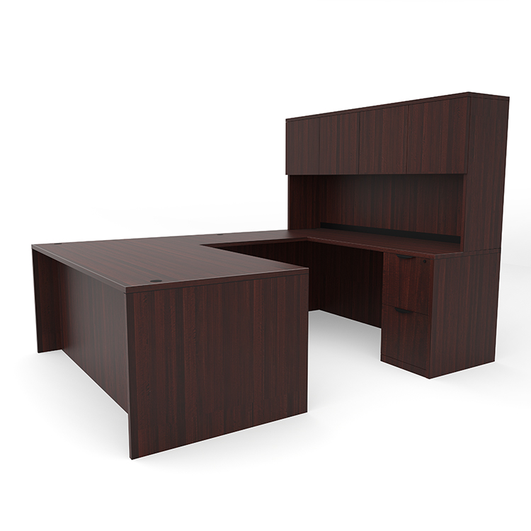 72in x 96in Double Pedestal U-Desk with 4 Door Hutch  by PBD Furniture